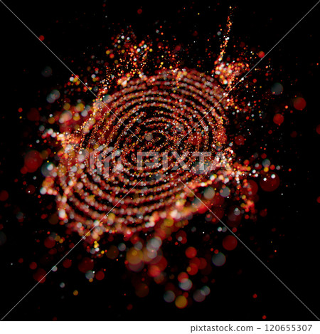 Illuminated Essence: A Vibrant Fingerprint on a Dark Canvas 120655307