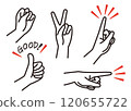 Hand pose line drawing illustration set 02 120655722