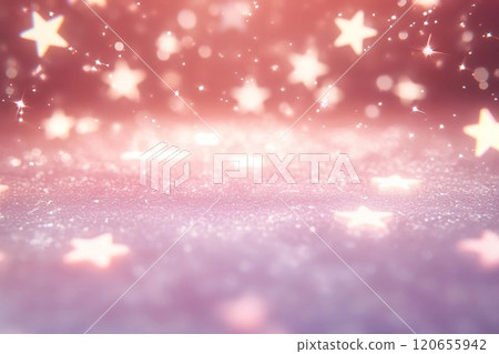 帶有星形散景燈和粉紅色背景地板的抽象橫幅。 AI生成影像 120655942