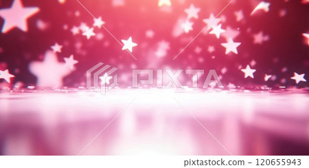 抽像水平橫幅與星形散景燈和地板粉紅色背景。 AI生成影像 抽像水平橫幅與星形散景燈和地板粉紅色背景。 AI生成影像 120655943