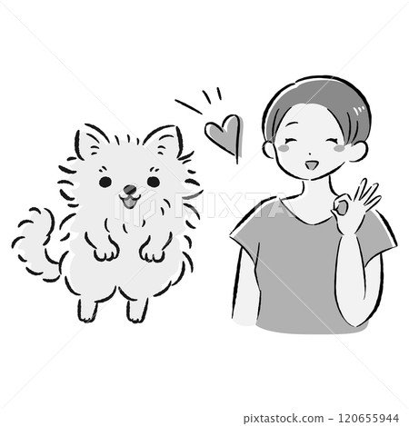 跳躍的狗和微笑的主人的插圖集 120655944