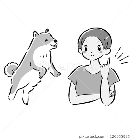 跳狗和主人指點（想出一個想法）插圖集 120655955