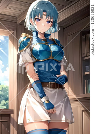 Freshly-formed female hero 120656021