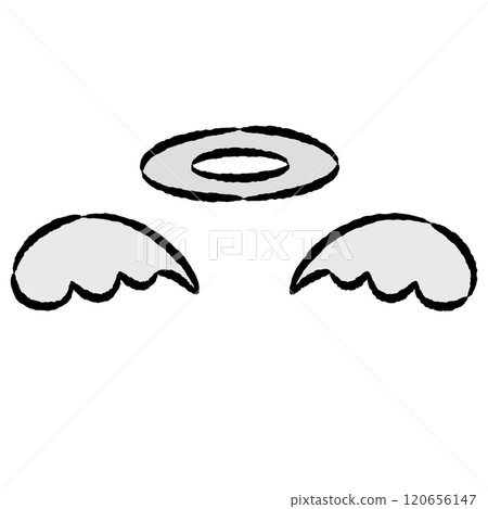 手繪插圖集天使戒指和白色翅膀 120656147