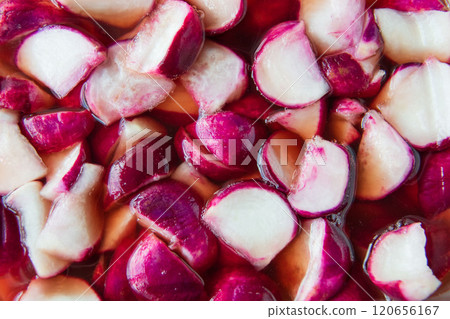 Atsumi turnip pickles being prepared 120656167