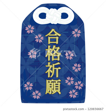 學生支持物品的向量圖解（祈禱成功的藍色護身符） 120656667