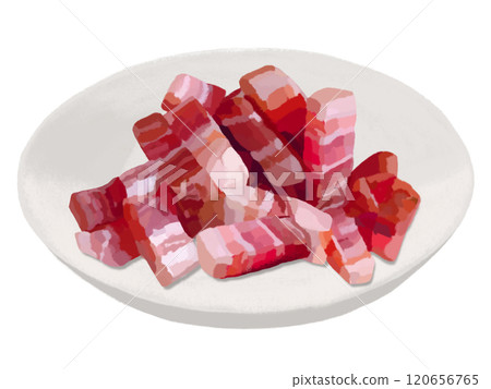 With a plate of pancetta (sliced) 120656765