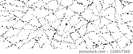 Splashed dots seamless texture. Distressed sprinkled paint drop background. Black grunge speckle grain wallpaper. Spatter watercolor repeated backdrop. Splattered dribbled particle print. Vector 120657568