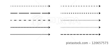 Black straight thin arrow set. Long thin arrows collection. Doodle sketched pointers and direction lines. Outline stripe design elements bundle for flyer, poster, brochure, booklet, banner. Vector 120657573