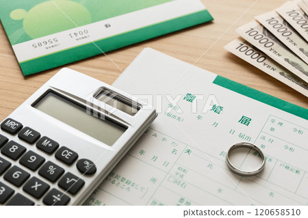 Divorce papers and money: Image of alimony and property division upon divorce 120658510