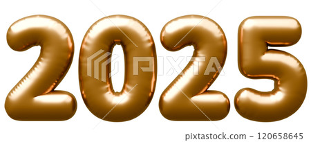 3D image_letter balloon_2025_gold 120658645