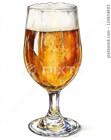 Watercolor illustration of draft beer 120658683