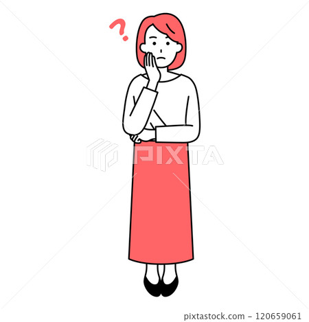 思考想法的休閒女人(全身) 思考想法的休閒女人(全身) 120659061