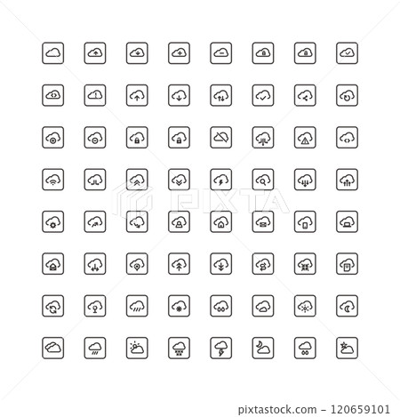 Simple cloud network icon set square 120659101