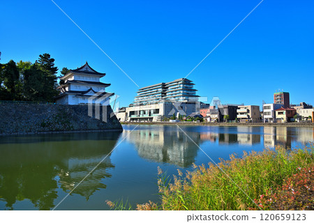 [Aichi Prefecture] Nagoya Castle's northwest corner tower and the Espacio Nagoya Castle Hotel under construction 120659123