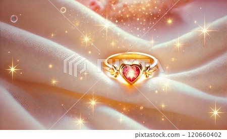 浪漫的淺色背景,配有閃閃發光的粉紅色心形寶石金戒指 浪漫的淺色背景,配有閃閃發光的粉紅色心形寶石金戒指 120660402