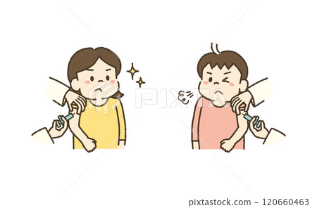 Illustration of children receiving vaccinations Illustration of children receiving vaccinations 120660463