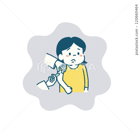 Child vaccination injection endure illustration girl 120660464