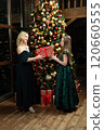 winter family christmas holiday decoration girl tree gift people present surprise celebration 120660555