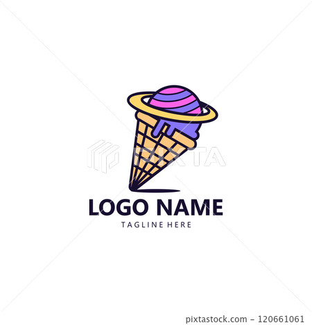 planet ice cream cone logo design vector 120661061