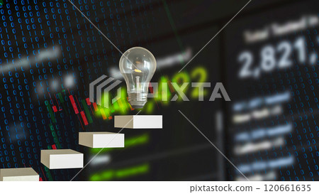 The Bulb on stair for creative or idea concept 3d rendering. The Bulb on stair for creative or idea concept 3d rendering. 120661635