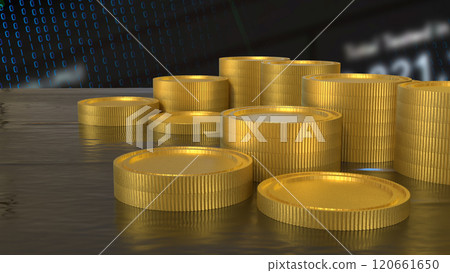 The Gold coins for earn or Business concept 3d rendering. The Gold coins for earn or Business concept 3d rendering. 120661650