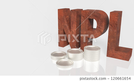 The Rusty NPL and coins for DEBT or Business concept 3d rendering. 120661654