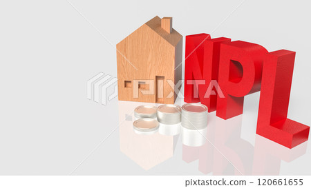 The Red NPL and House  for DEBT or Property  concept 3d rendering. 120661655
