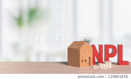 The Red NPL and House  for DEBT or Property  concept 3d rendering. 120661656