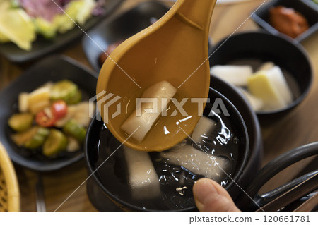 Korean side dish. Dongchimi water Kimchi 120661781