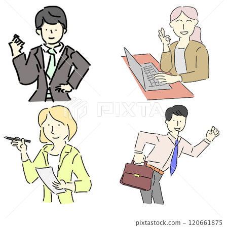 Upper body pose of working adults Upper body pose of working adults 120661875