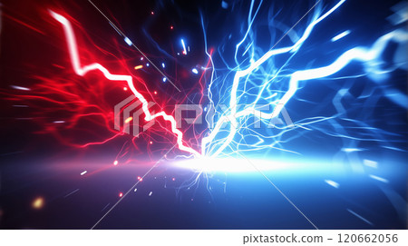 “相對紅色和藍色閃電背景” “相對紅色和藍色閃電背景” 120662056