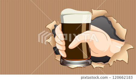 Hand Holding Beer Through Wall 120662183