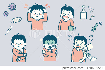 Child illness illustration simple set Child illness illustration simple set 120662229