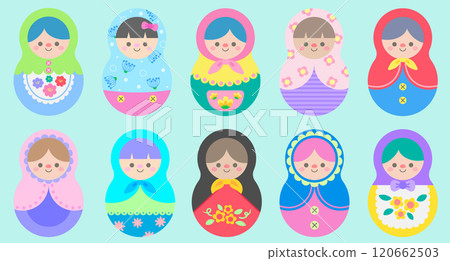 Hand Drawn Cute Matryoshka Russian Dolls Element Hand Drawn Cute Matryoshka Russian Dolls Element 120662503