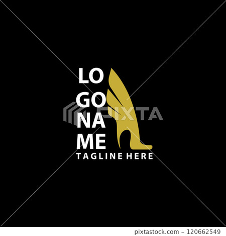 gold winged high heels logo design vector 120662549