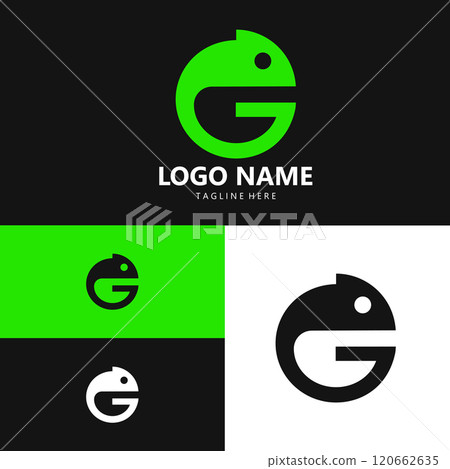 initial G chameleon logo design vector 120662635