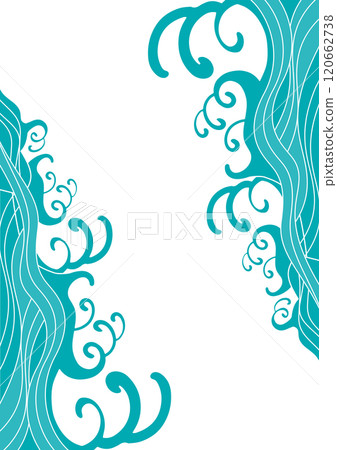 Japanese style background illustration with sea waves Japanese style background illustration with sea waves 120662738
