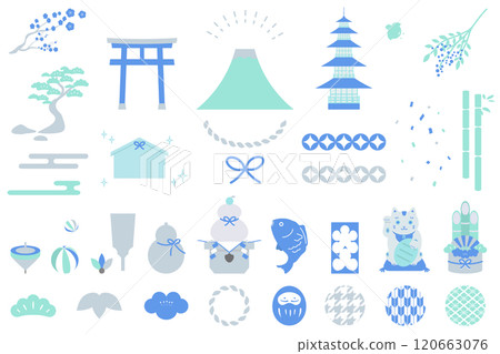 簡單的幸運符插畫集新年賀卡插畫素材 簡單的幸運符插畫集新年賀卡插畫素材 120663076