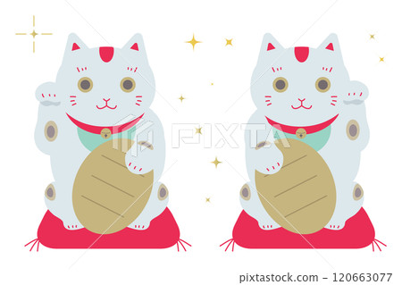 Maneki-neko illustration set New Year's card illustration material 120663077