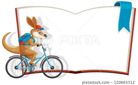 Kangaroo Cycling Adventure with Open Book 120663312