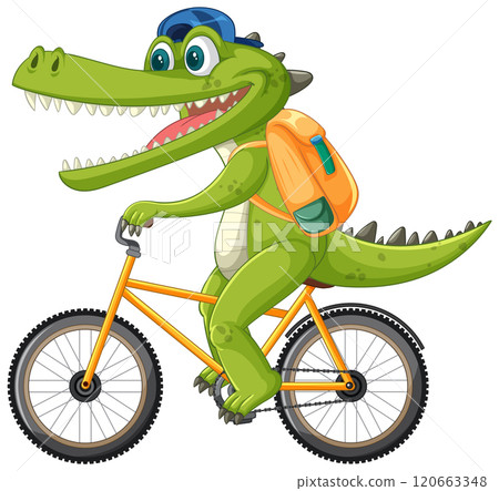 Crocodile Riding a Bicycle Adventure 120663348