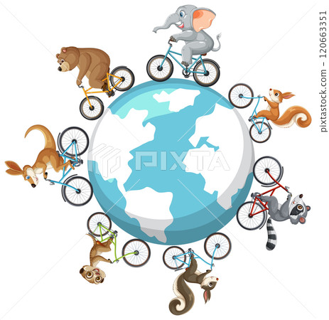 Animals Cycling Around the World 120663351