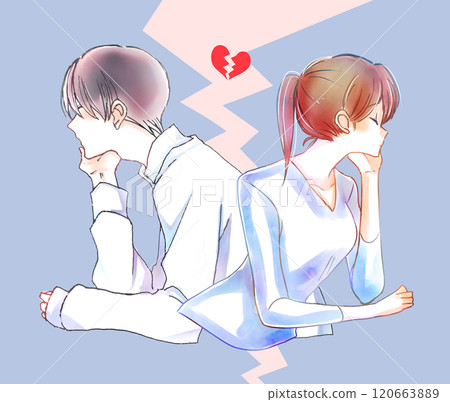 男人和女人背靠背,戰鬥,裂痕 男人和女人背靠背,戰鬥,裂痕 120663889