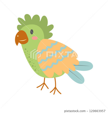 Cute parrot isolated on white background. Cartoon nursery art baby character. 120663957
