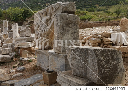 Relief of Nike at Ephesus ruins near Izmir, Turkey 120663965