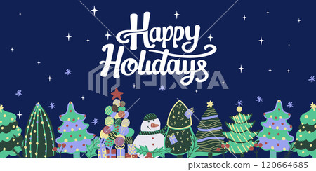 Festive hand-drawn vector illustration with holiday elements including gifts, candles, ornaments, food, and Happy Holidays text. Perfect for greeting cards, seasonal designs, and winter celebrations. Festive hand-drawn vector illustration with holiday elements including gifts, candles, ornaments, food, and Happy Holidays text. Perfect for greeting cards, seasonal designs, and winter celebrations. 120664685
