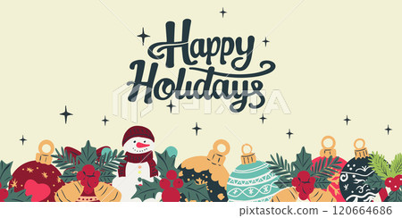 Festive hand-drawn vector illustration with holiday elements including gifts, candles, ornaments, food, and Happy Holidays text. Perfect for greeting cards, seasonal designs, and winter celebrations. Festive hand-drawn vector illustration with holiday elements including gifts, candles, ornaments, food, and Happy Holidays text. Perfect for greeting cards, seasonal designs, and winter celebrations. 120664686