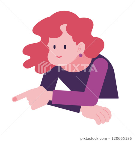 Illustration of a woman pointing at something 120665186