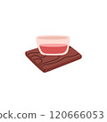 Vector icon for creating handmade soap: pink soap base, wooden board, glass bowl 120666053